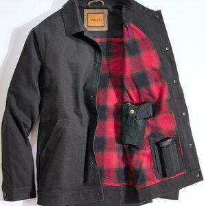 Concealed Carry Flannel Lined Canvas Shirt Jacket - Black | 2XLT